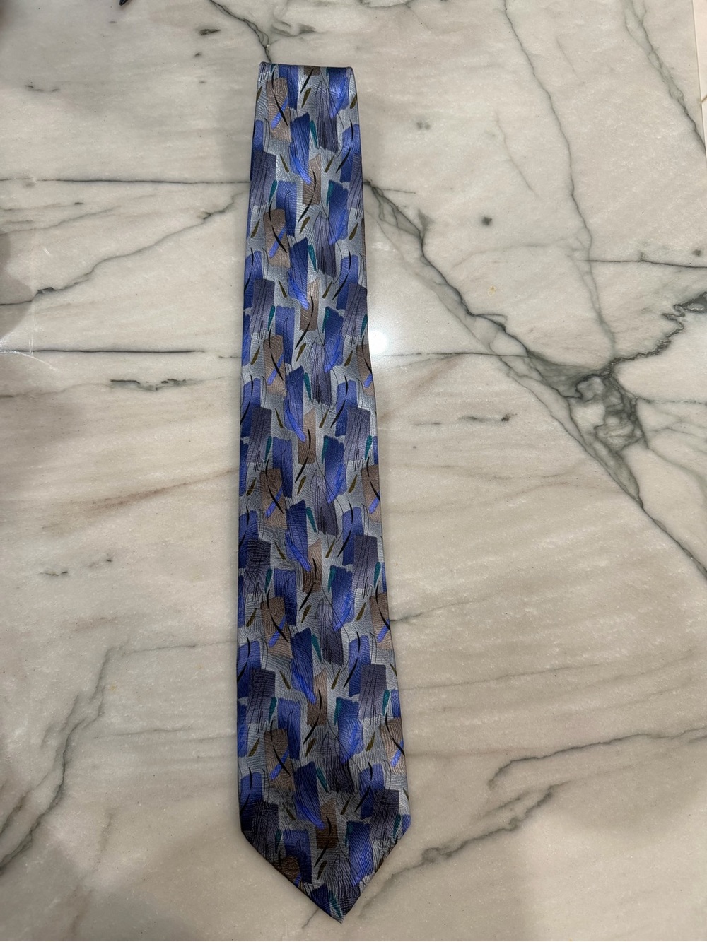 J. Garcia Blue and Gray Abstract Pattern Men's Tie
